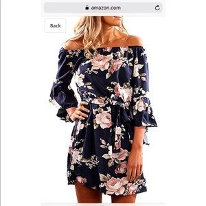 SVALIY Off Shoulder Floral Tunic Dress